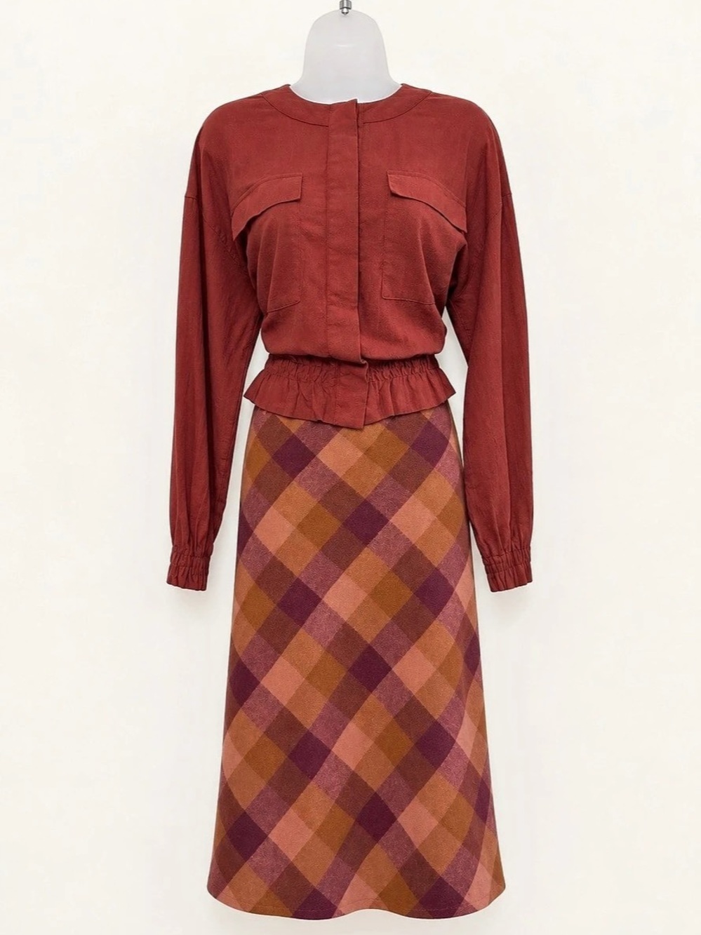Caslon Plaid Mohair Wool Blend Skirt Size 14